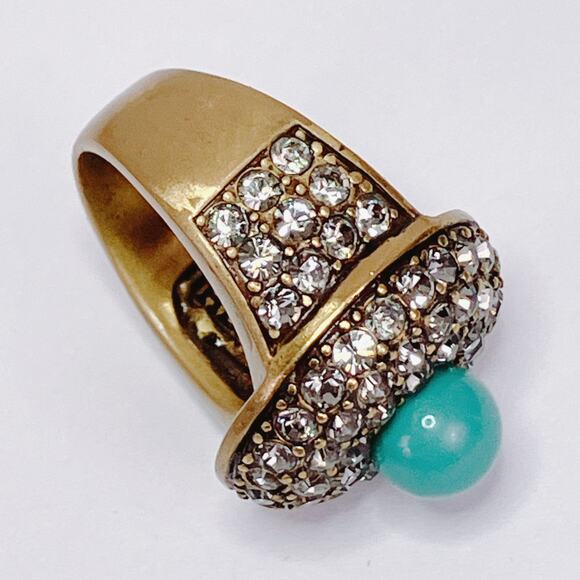 Signed Heidi Daus Posh and Proper Turquoise Blue Ball Pavé Swarovski Size 5.75 - Picture 3 of 11